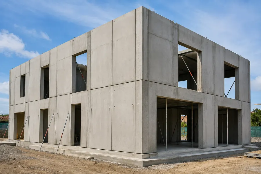 Fachada de paneles de hormigón prefabricado montada en obra