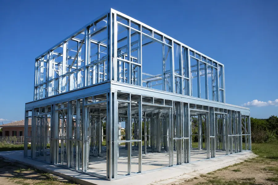 Estructura de una vivienda en fase de montaje en obra
